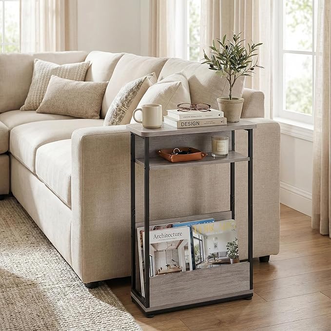 Narrow Side Table, 3-Tier Slim End Table