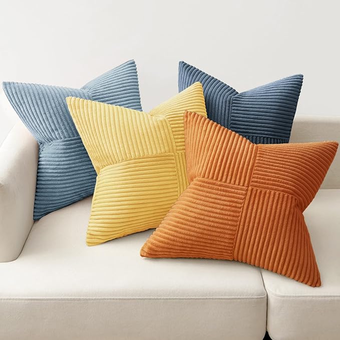 MIULEE Summer Yellow Blue Decorative Throw Pillow Covers 18x18 Inch Set of 4