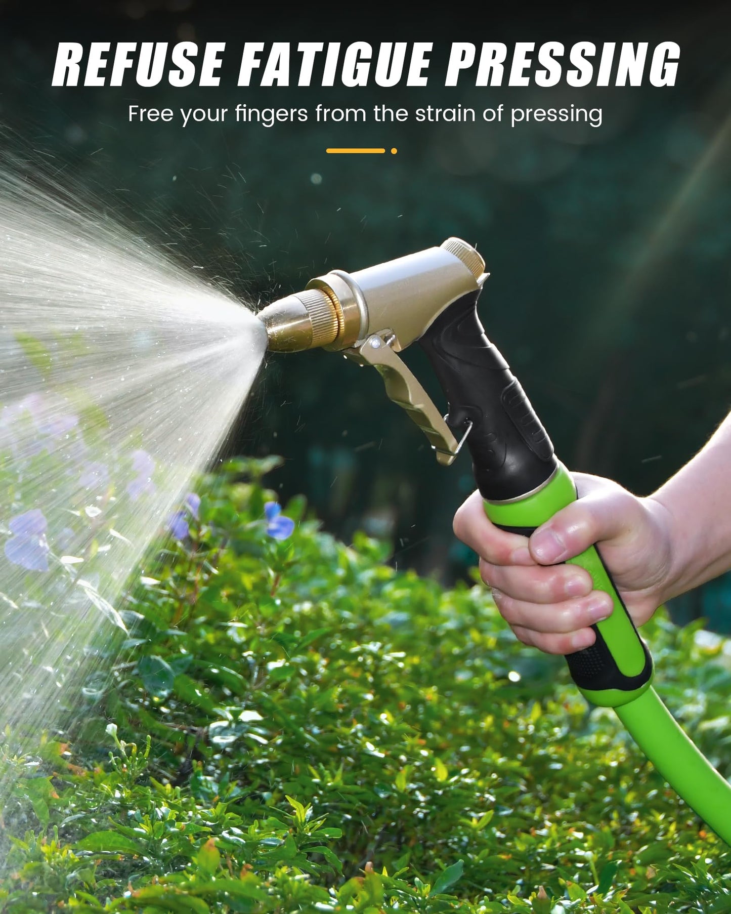 RAINPOINT Garden Hose Nozzle, Upgraded Heavy Duty Metal Spray Nozzle, High Pressure Water Nozzle with Adjustable Spray Patterns for Watering Plants, Car Washing, and Pet Showering