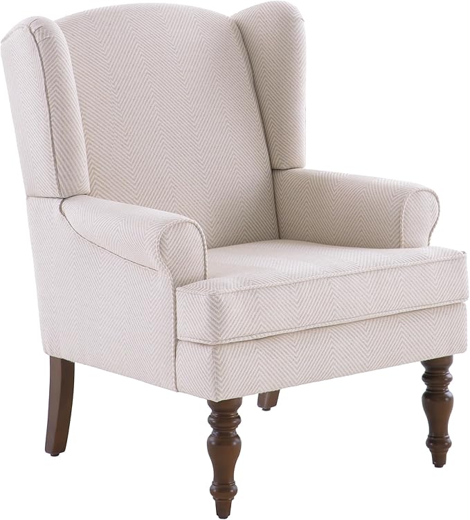 HUIMO Living Room Chair Upholstered High Back Armchair Retro Printed Wingback