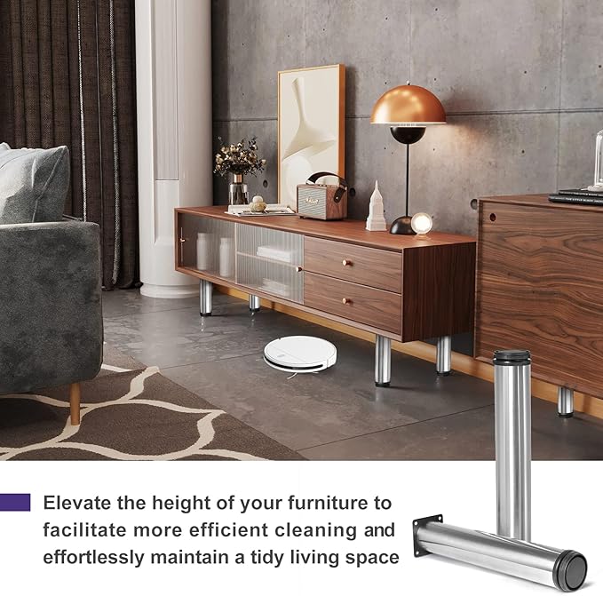16 Inch Metal Furniture Legs Stainless Steel Adjustable Legs Silver Metal Legs