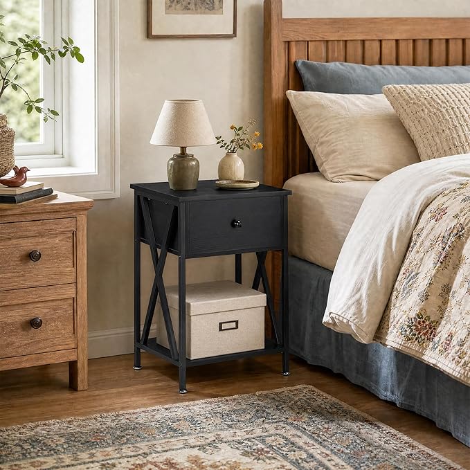 VECELO Nightstands Set of 2, Modern Bedside End Tables, Night Stands