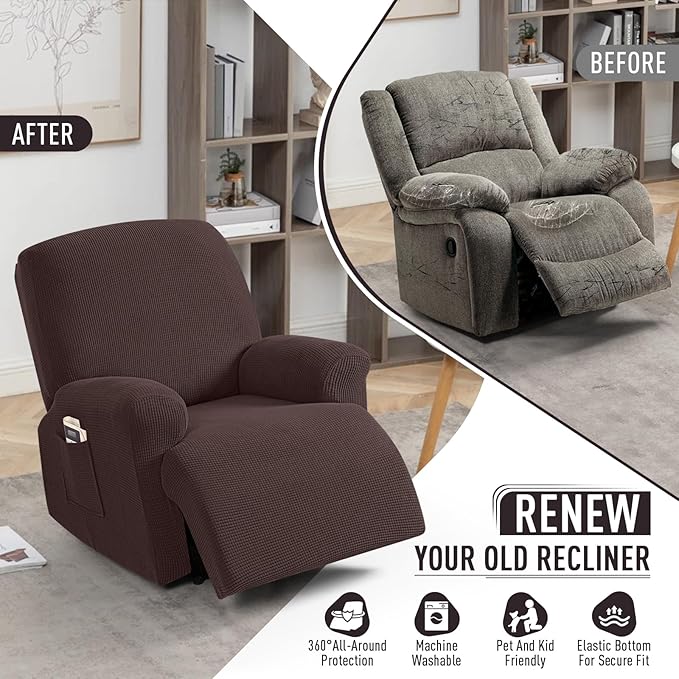 TAOCOCO Recliner Cover 4-Pieces, Recliner Stretch Sofa Slipcover, Recliner