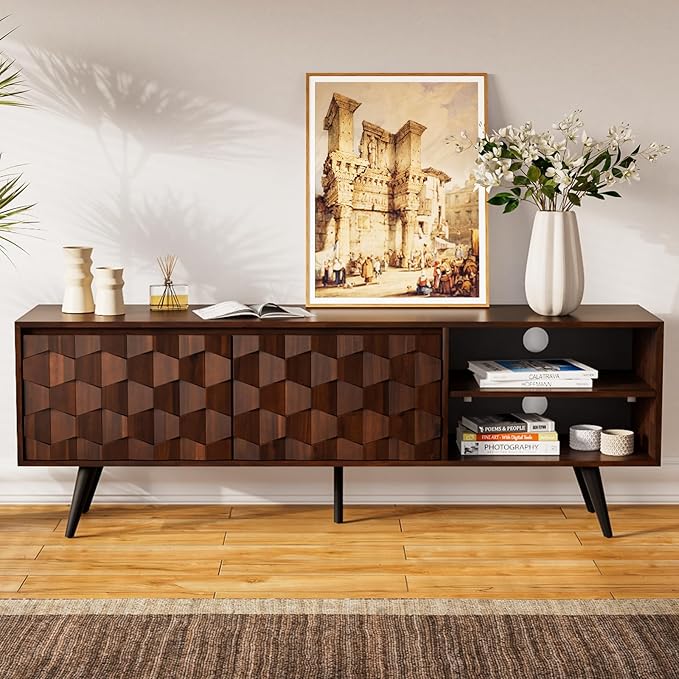 Bme Georgina 65 Inch Solid Wood TV Stand, Under 10 Minutes Assembly