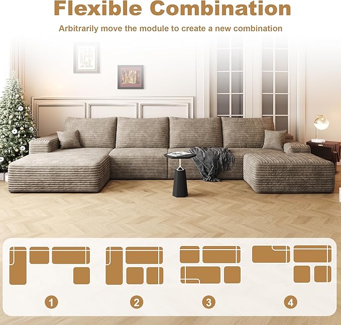 136" Sectional Couches for Living Room Cloud Couch Sofa