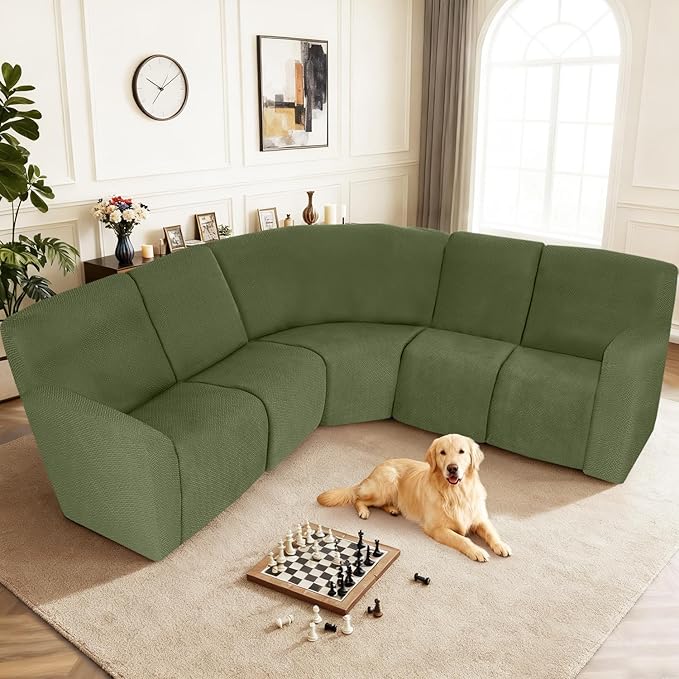 ALIECOM 100% Waterproof Recliner Sectional Couch Covers L Shape Stretch Corner