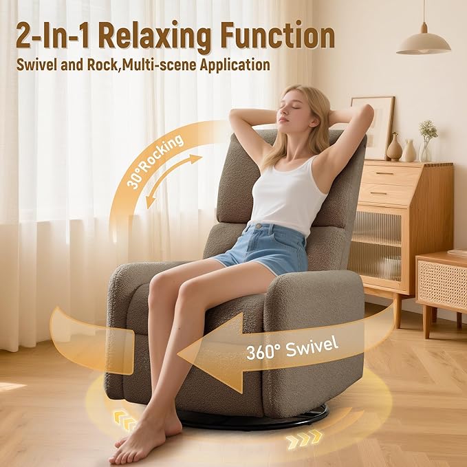 Korser 360° Rocking Chair, Nursery Rocker Chair