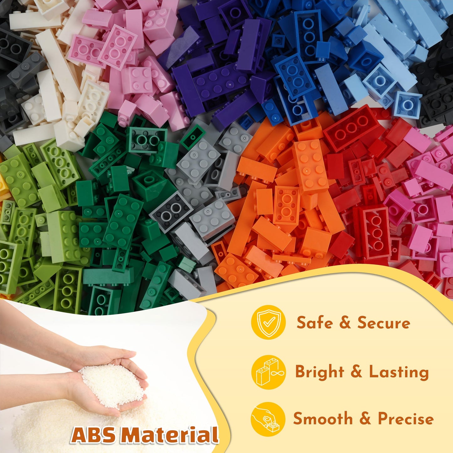 PUZSNAP 1000 PCS Building Blocks Set, with 3 Baseplates (5" × 5") , Learning Educational Toys for Kids, Classic Compatible Bulk Bricks, Gift Idea, 16 Colors
