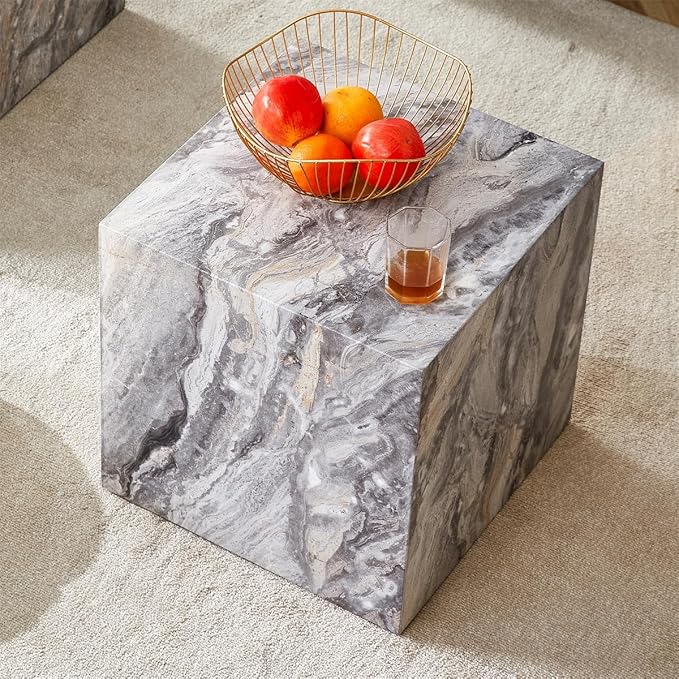 Side Table, End Table Living Room Table, Modern Sofa Couch Table, Faux Marble