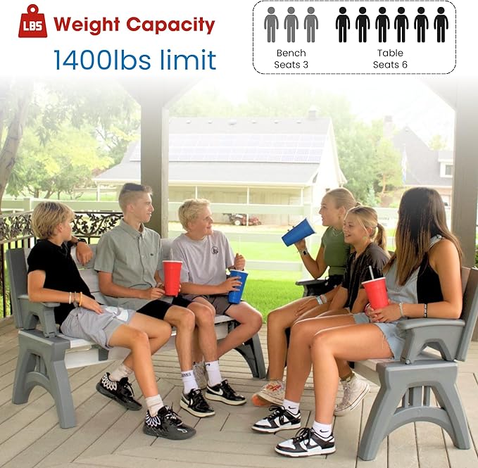 Convert-a-Bench 2-in-1 Outdoor Bench & Picnic Table