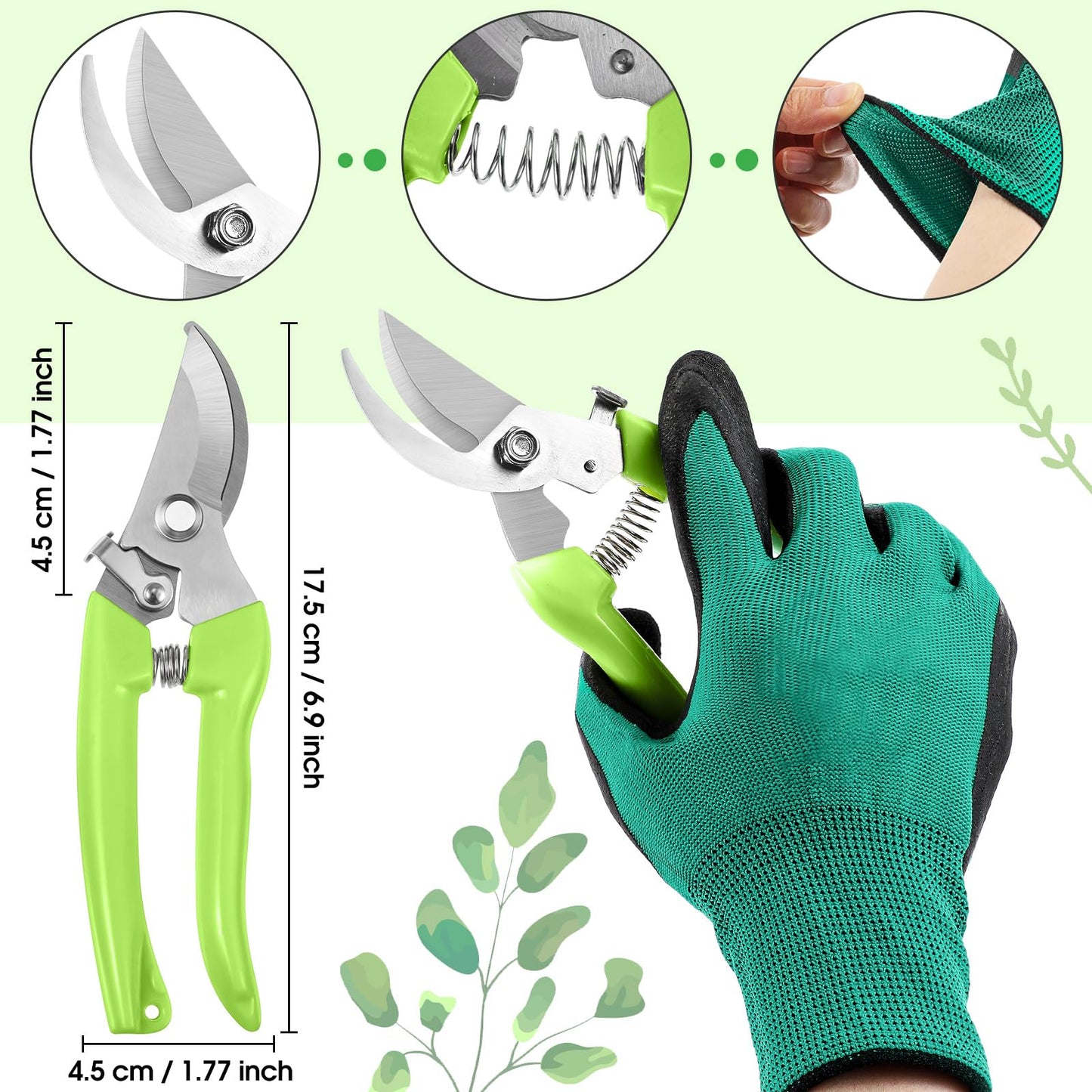 WILLBOND Gardening Gift Set for Women, Mother's Day Floral Arrangement Kit with Pruning Shears, Thorn Remover, Gloves and Floral Tape, Garden Tool Gift Kit for Mom, Wife, Garden Lovers(Green)