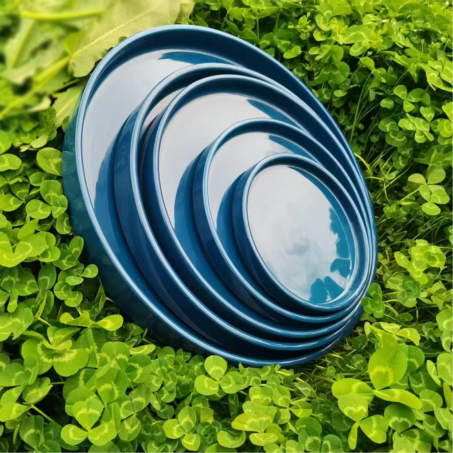Fzfeiyy Ceramic Plant Saucer Pot Tray 10 Inch, Blue Planter Saucers 5 7 9 10 12 Inch for Indoors Outdoor, Flower Pot Saucers for Holding Water Drips and Soil