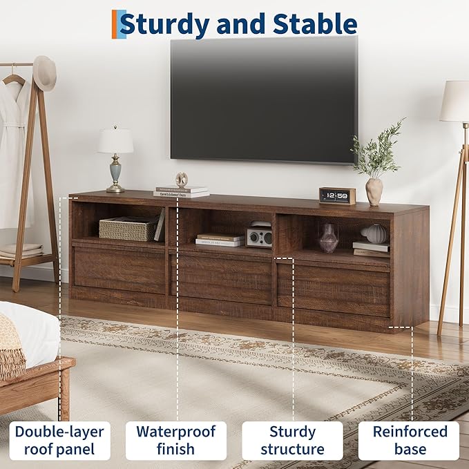GarveeHome 70 in TV Stand for TVs up to 85 in, Mid Century Modern Entertainment