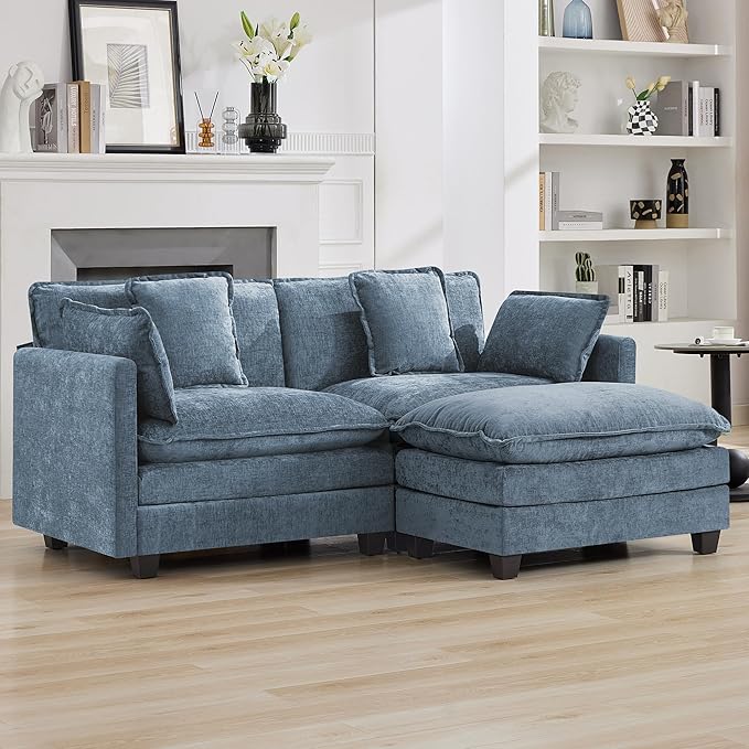 76'' Cloud Deep Seat Loveseat Sofa, Upholstered Chenille Modular 2-Seats