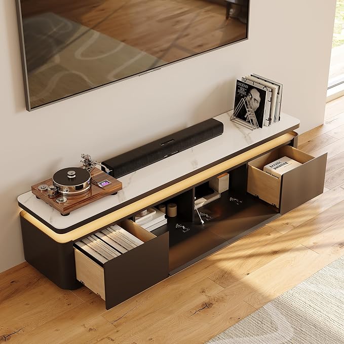 POVISON Fully Assembled 71" Mid-Century Modern TV Stand