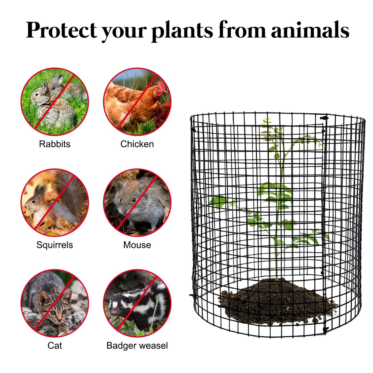 30 PCS Round Plant Protector from Animals, 12 Pack 12'' x 12'' Metal Plant Cages，30Pcs Metal Mesh to Keep Animals Out, Garden Protection Bunny Barricades, Wire Plant Protectors for Rabbit Chicken Duck