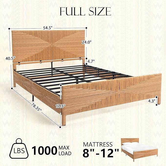 Yechen Boho Full Bed Frame