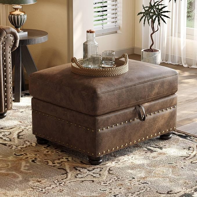 ONBRILL Faux Leather Ottoman