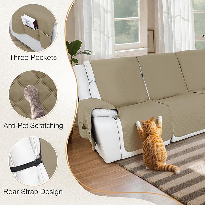HDCAXKJ 100% Waterproof Reclining Sectional Couch Covers L Shape Recliner Sofa