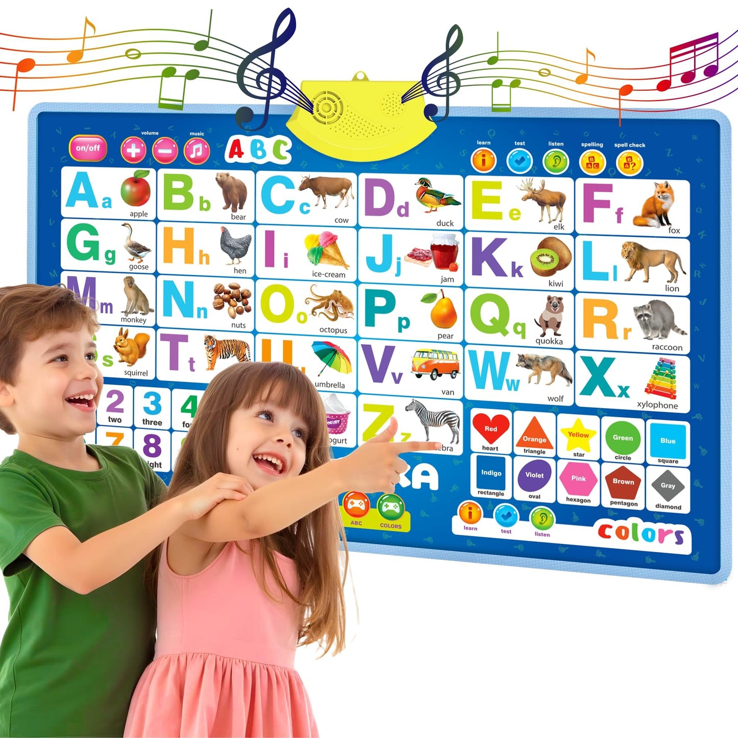 QUOKKA Educational Toys for Kids 5-7 Year Old - Blue ABC Chart Learning Wall Chart for Toddlers Age 3 4 6+ - Interactive Speech Therapy Poster Boy Girl - Autism Puzzle Game 8-10-12