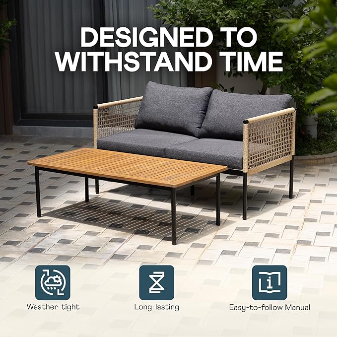 Idzo Oscar Wicker Metal Loveseat