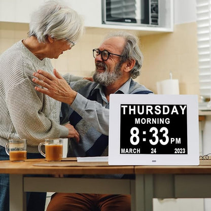 SSINI Dementia Clock Large Digital Calendar for Seniors with Date and Time - Elderly Digital Clock Large Display, 12 Custom Alarms (8 Inch)