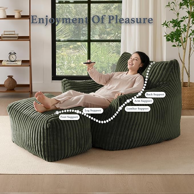 Gericco Oversized Bean Bag Chaise Lounge Chair Indoor