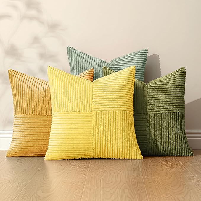 MIULEE Boho Farmhouse Spring Decorative Throw Pillow Covers 20x20 Inch 4 Packs