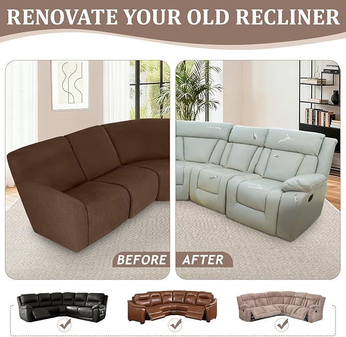 ALIECOM 100% Waterproof Recliner Sectional Couch Covers L Shape Stretch Corner