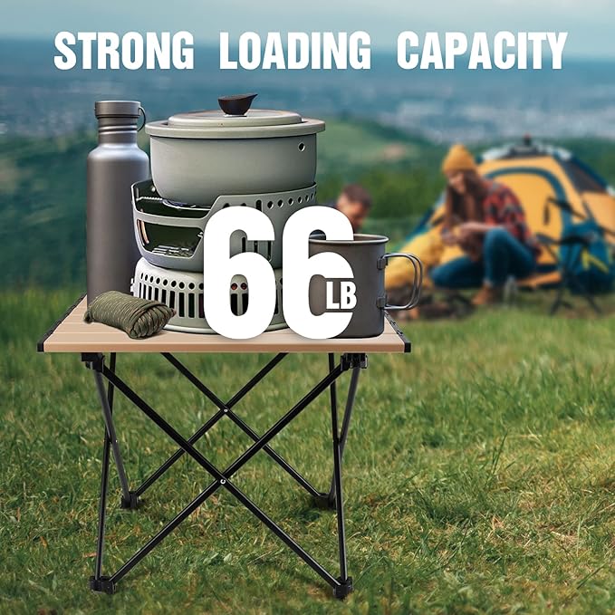VILLEY Portable Camping Side Table, Ultralight Aluminum Folding Beach Table
