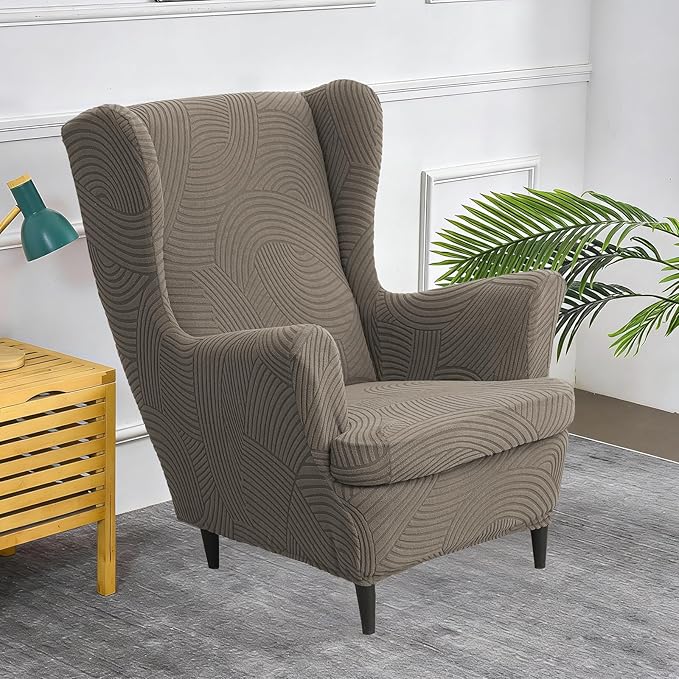 HAOYONG Wing Chair Slipcovers Printed Wingback Chair Covers 2 Pieces Wingback