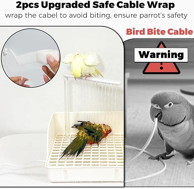 Automatic Parakeet Bird Bath with Pump, Large Bird Shower Fountain Indoor Bathtub with Running Water, Parrot Bath Tub Faucet for Pet Birds, African Grey, Cockatiel, Conure, Budgie, Lovebird