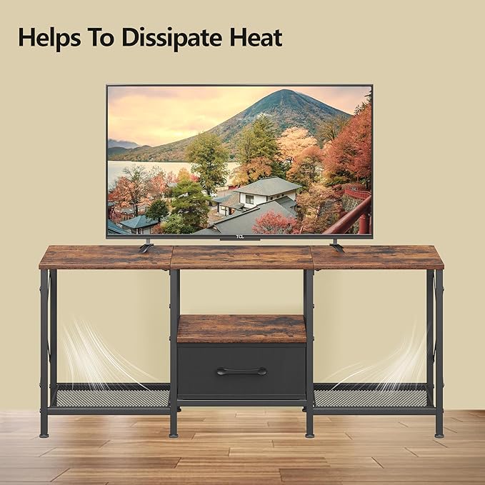 JARHETUN TV Stand with Fabric Drawer, Entertainment Center