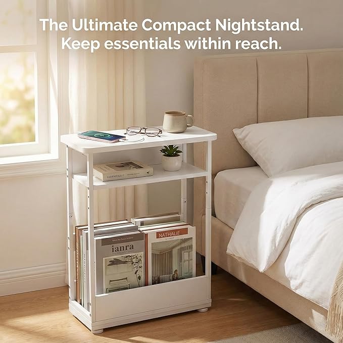 Narrow Side Table, 3-Tier Slim End Table