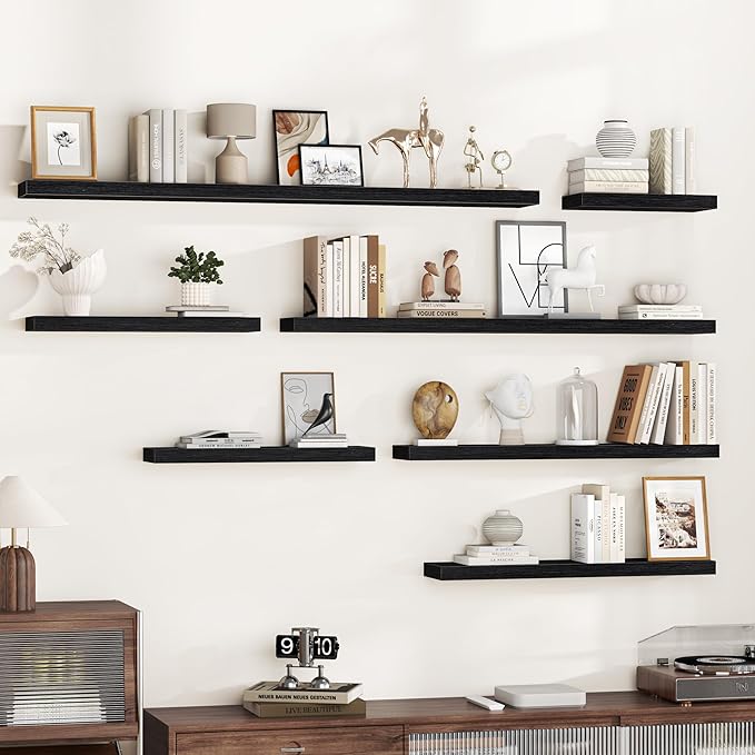 Fun Memories 32 Inch Floating Shelves Wall-Mounted, Rustic Wood Shelf