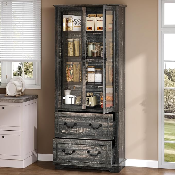 YITAHOME 76'' Tall Kitchen Pantry Cabinet, Freestanding Storage Cabinet