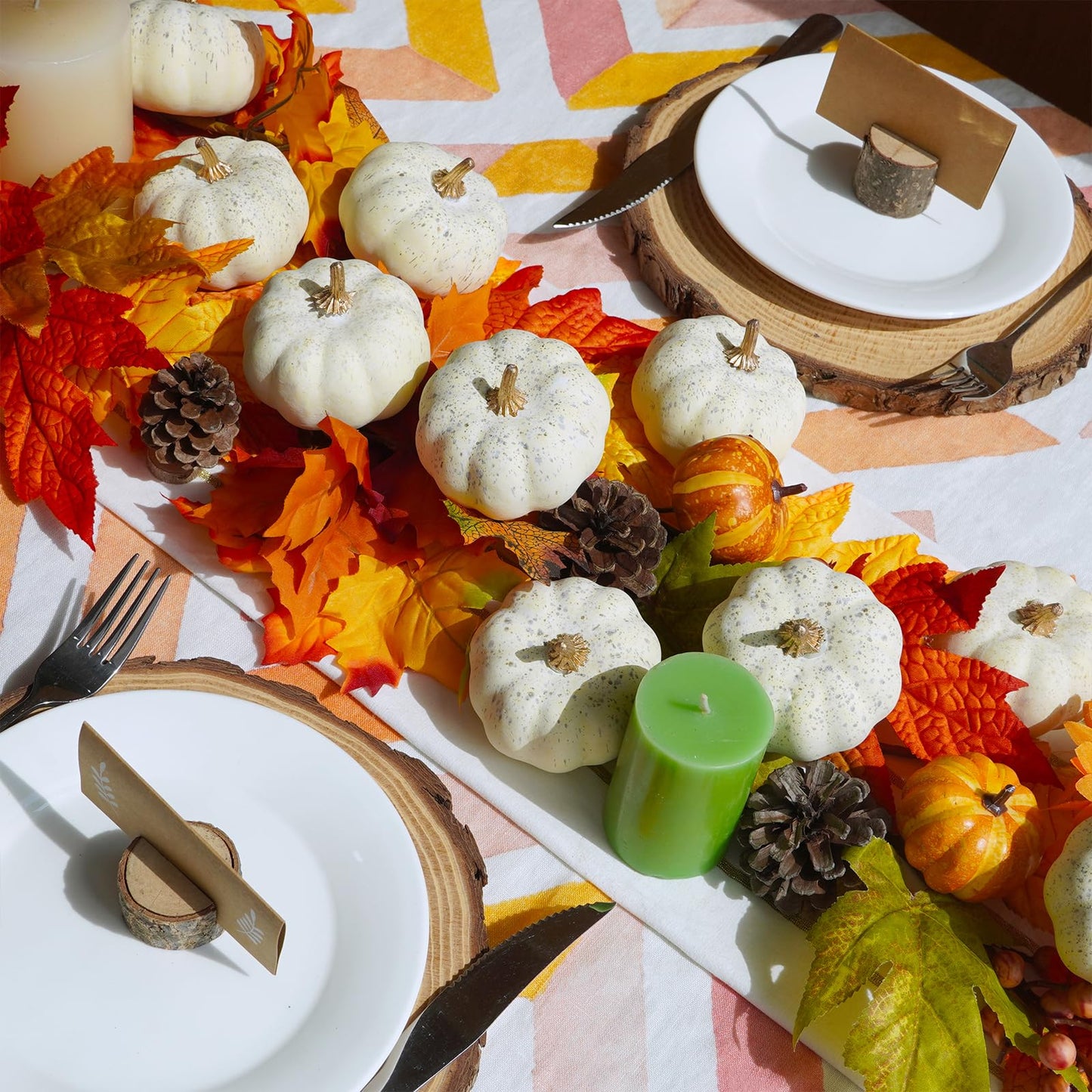 Winlyn 12 Pcs Small Artificial Cream Pumpkins Decorative Pumpkins Foam Pumpkins for Fall Harvest Wedding Baby Shower Thanksgiving Halloween Table Centerpiece Mantel Bowl Décor