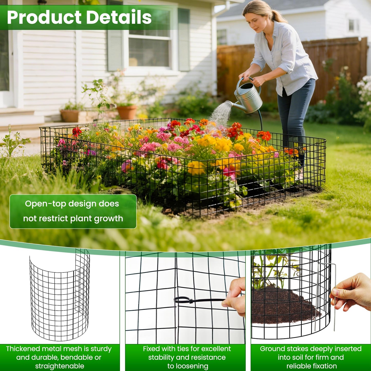 Nexum 45Pcs Plant Protectors from Animals – 16" x 12" Metal Tree Trunk Guards, Garden Plant Cloches & Expandable Plant Cages to Protect from Deer, Rabbits & Lawn
