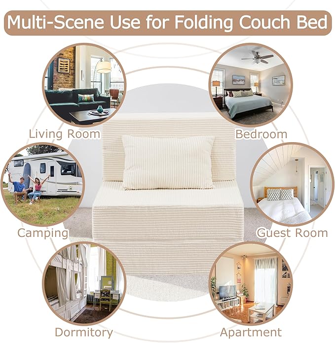 Folding Sofa Bed, 4 in 1 Convertible Sleeper Chair