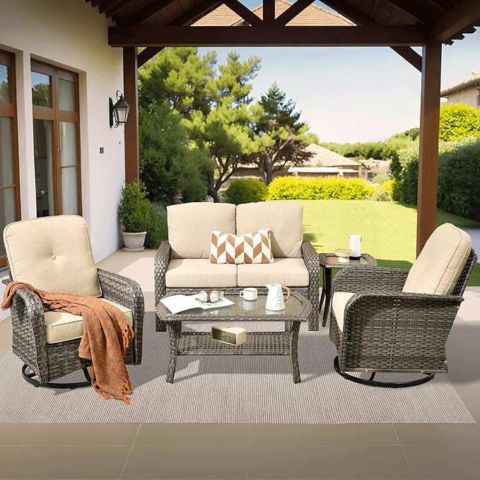 ovios 5-Piece Patio Furniture Set, Outdoor Wicker Sofa