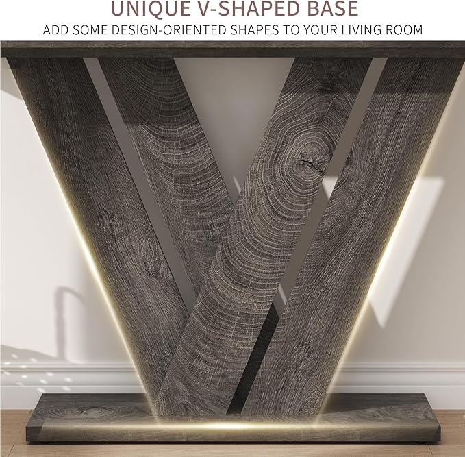 karlott 51 Inch Console Table, Modern V-Shaped Entryway Table, Wood Sofa Table