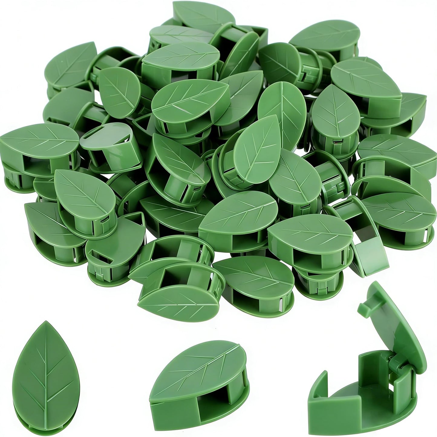 Odetina 2026 New Plant Clips for Climbing Plants, 10 Pcs Green Leaf Shaped Self-Adhesive Plant Wall Clips, Plant Climbing Wall Fixture Clips for Vine Support, Wall Plant Holder & Cable Organization