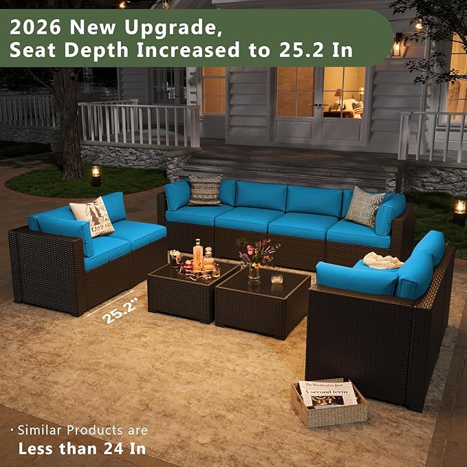 Aoxun 10 Piece Patio Furniture Set Wicker Rattan Patio Sectional Sofa Set