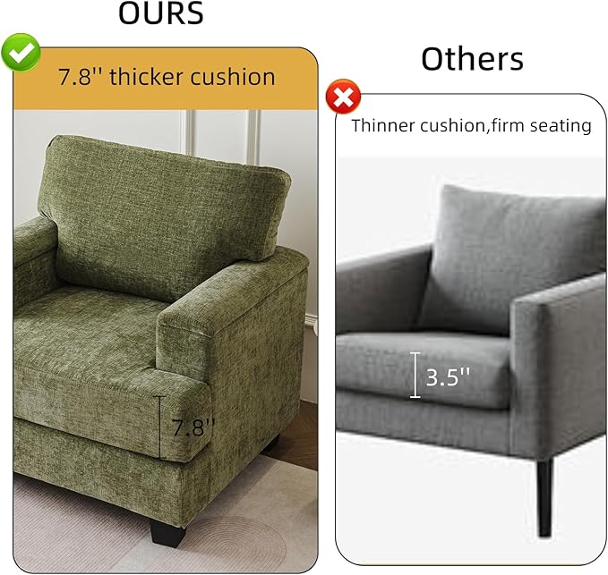 Oversized Accent Chair with Armrest Organizer, Comfy Living Room Chairs with