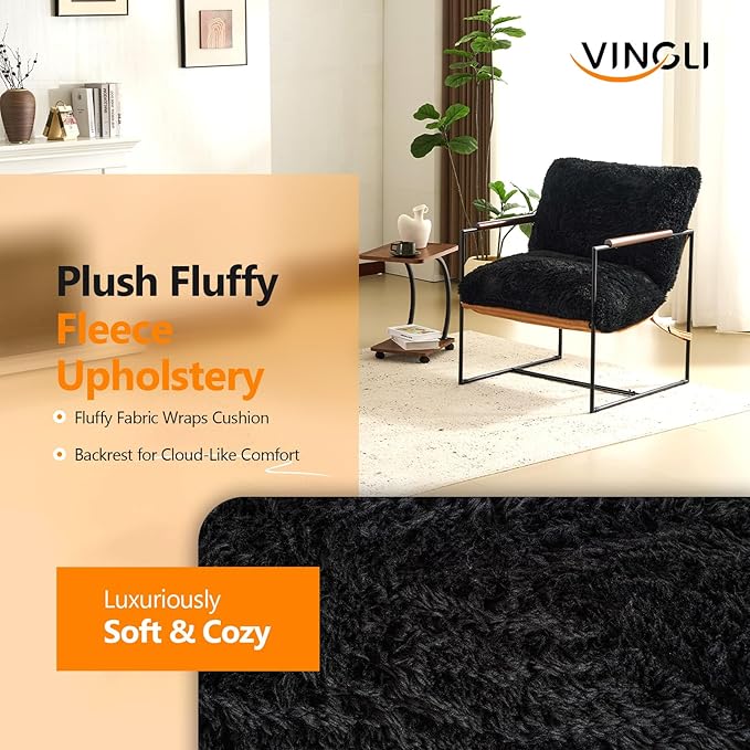 VINGLI 28" Wide Plush Upholstery Sling Modern Accent Chairs Set of 2, Cute