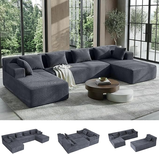 MONVANE 141" U Shaped Cloud Sectional Couch