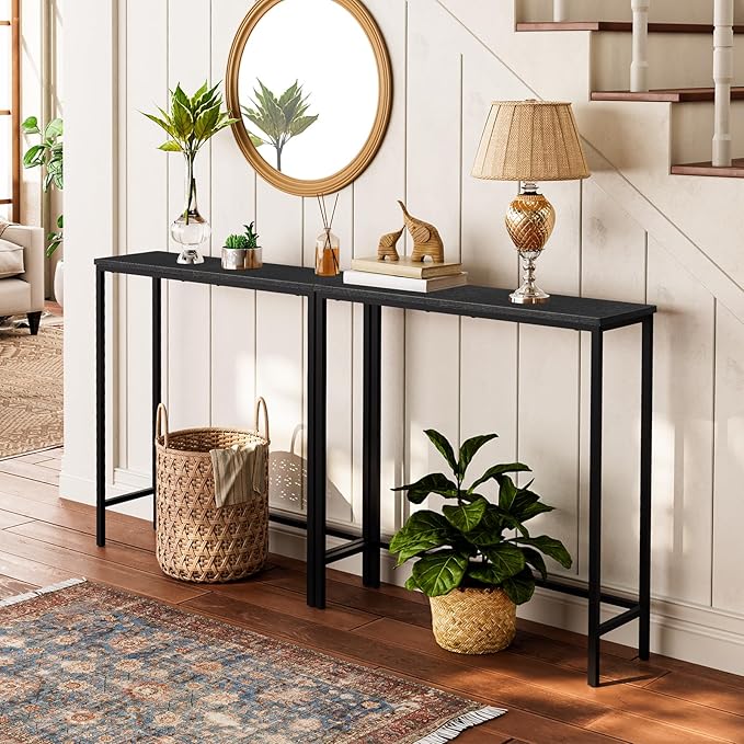 HOOBRO Narrow Console Table, 29.5" Small Entryway Table, Thin Sofa Table