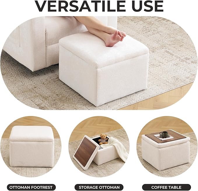 Cube Storage Ottoman, Chenille Ottoman Foot Stools, Ottoman Footstool