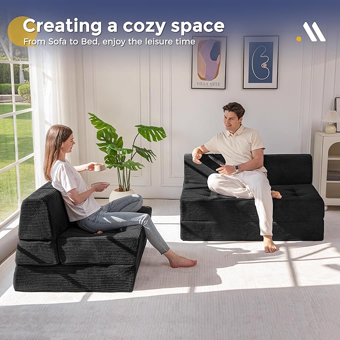 MAXYOYO 8" Folding Sofa Bed, Fold Out Chair Bed Sleeper Chair, Convertible