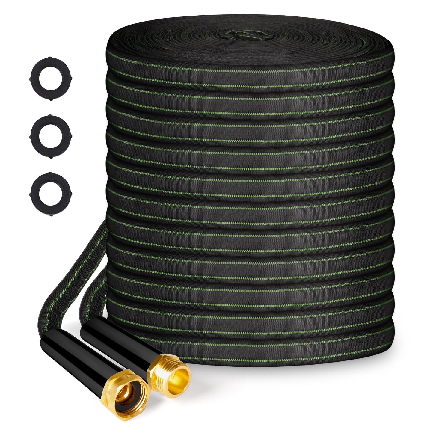 Garden Hose 50ft Flexible Water Hose Non-Expandable High Pressure Kink-Free Leakproof Durable Portable Lightweight Outdoor Yard Lawn Black Fabric Watering Hose with 3/4" Aluminum Fittings